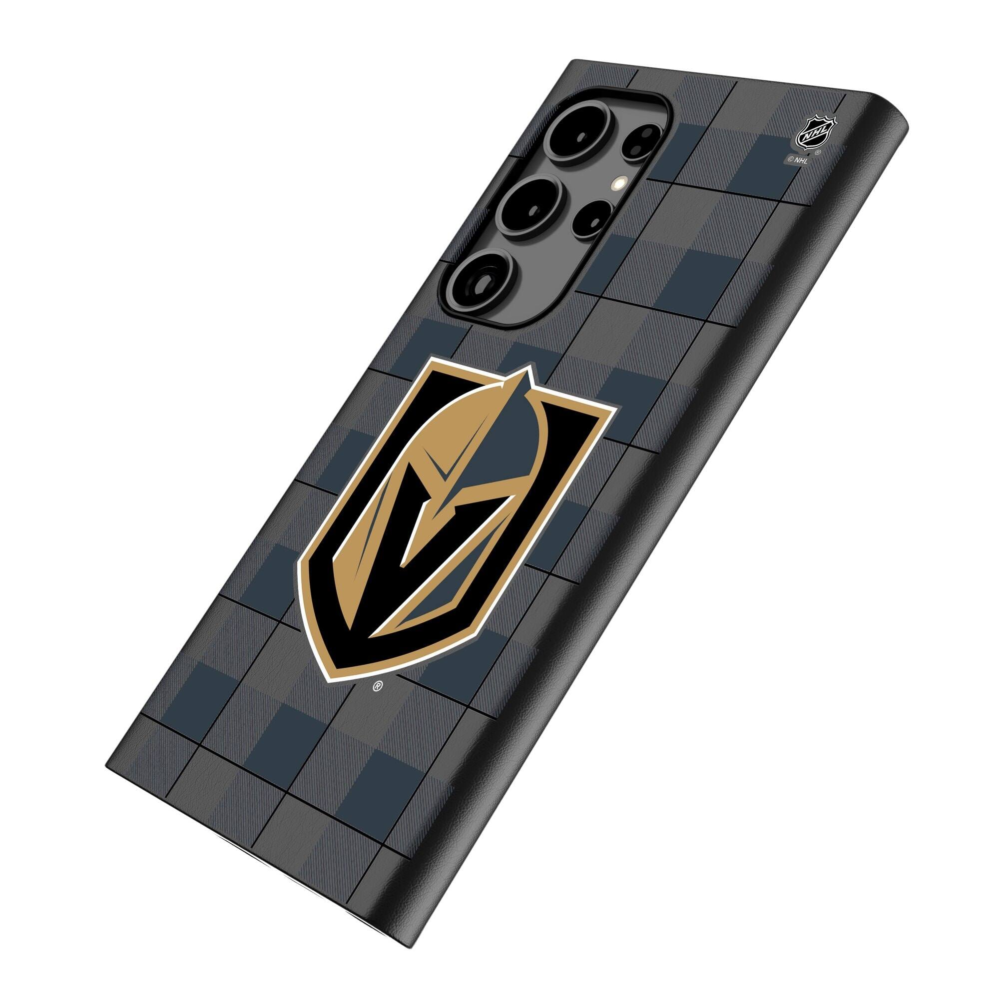 Alt View 1. Keyscaper - Vegas Golden Knights Plaid Galaxy Magnetic Bump Case - S24 Ultra - Black.