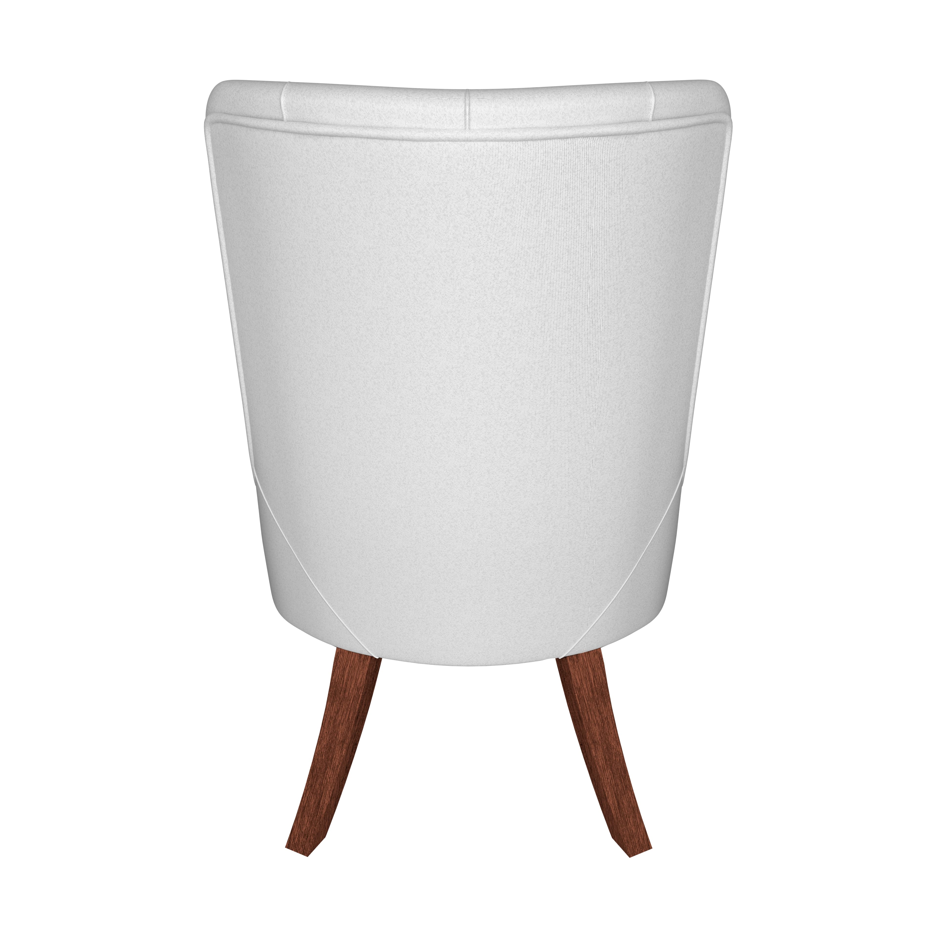 Alt View 4. LeisureMod - Spruce Tufted Upholstered Dining Chair, High-Back Leather Armchair with Wood Legs - Light Grey.