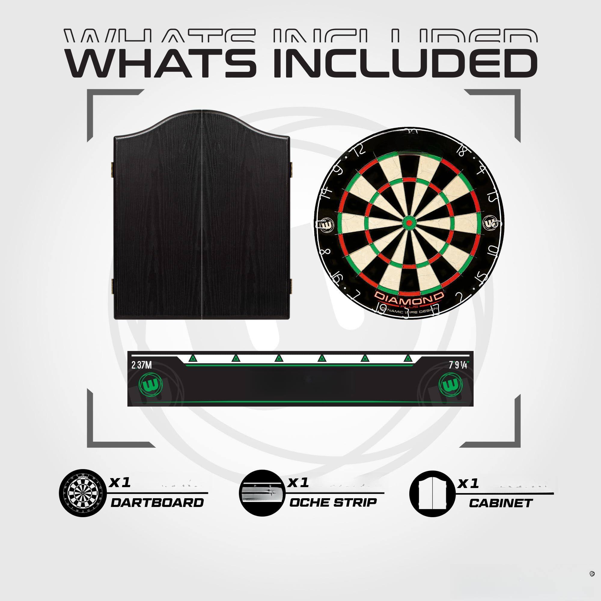 What's Included

- 1 x1 Dartboard
- 1 x1 Oche Strip
- 1 x1 Cabinet