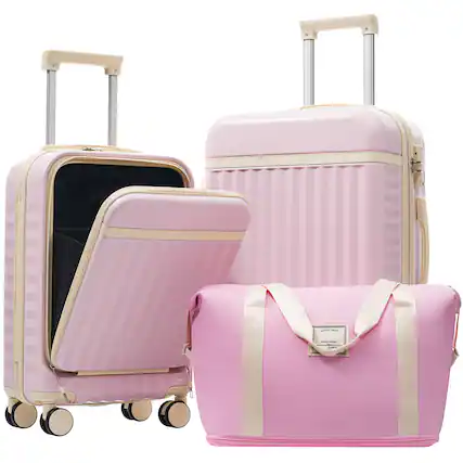 Front. Boyel Living - Pink Hardshell Luggage Set Spinner Suitcase with TSA Lock ABS Lightweight Material Durable Material - Light Blue.