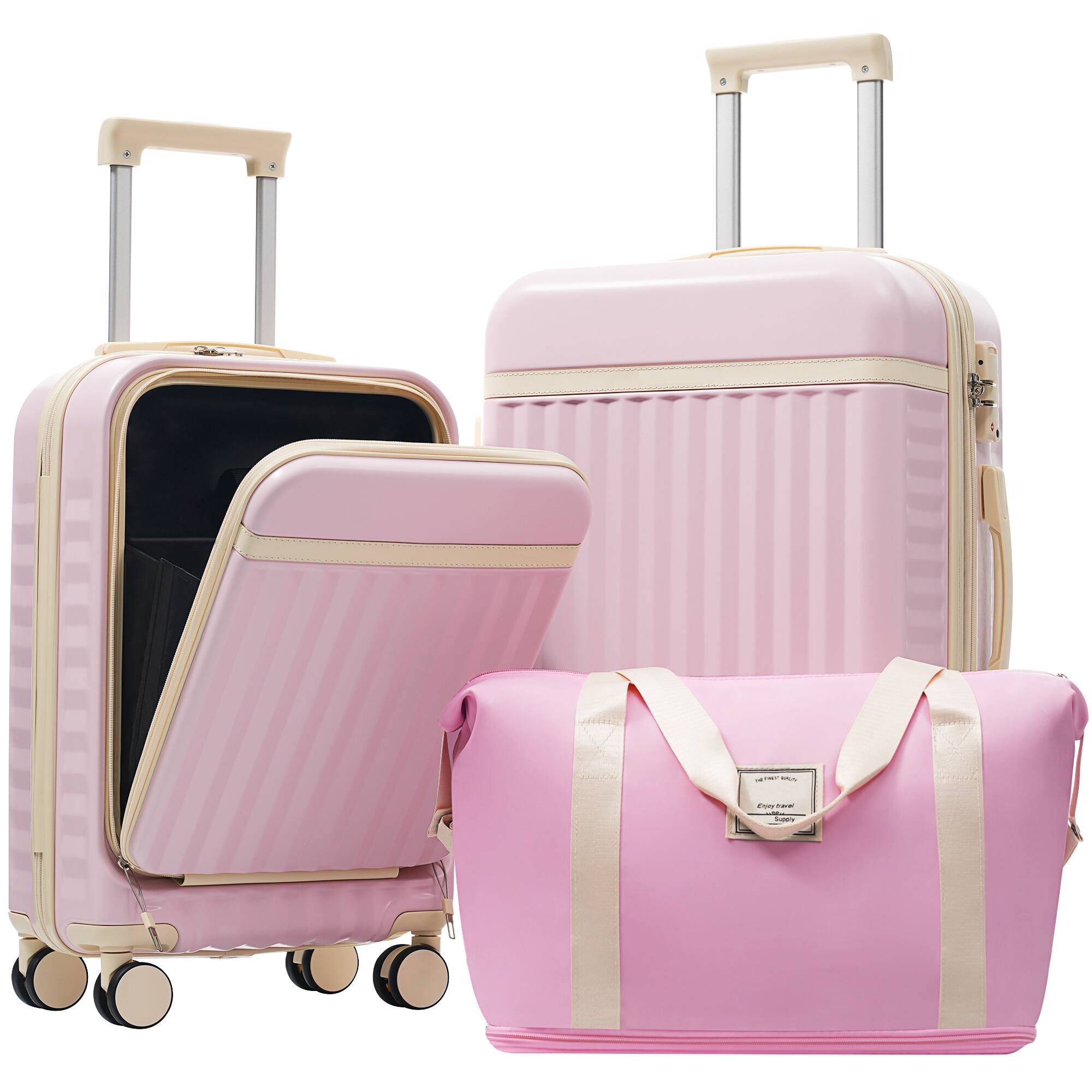 Front. Boyel Living - Pink Hardshell Luggage Set Spinner Suitcase with TSA Lock ABS Lightweight Material Durable Material - Light Blue.