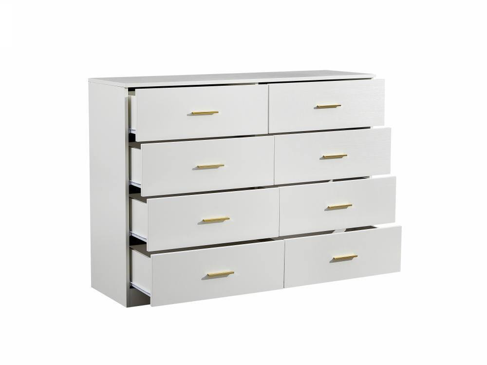 Front. Spaco - Spaco Modern 8-Drawer Dresser with Golden Handles, Waterproof Surface for Bedroom, Living Room - White.