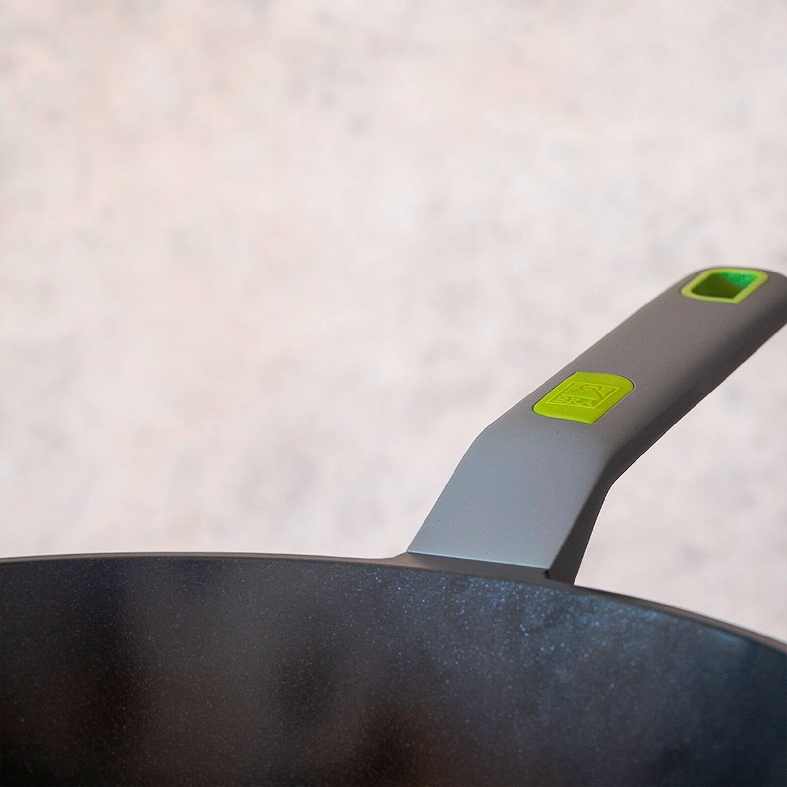 Alt View 1. BRA Cookware - Life Ceramic Nonstick Wok, 11-Inch, 6.6-Quart Recycled Aluminum Stir-Fry Skillet - Black.