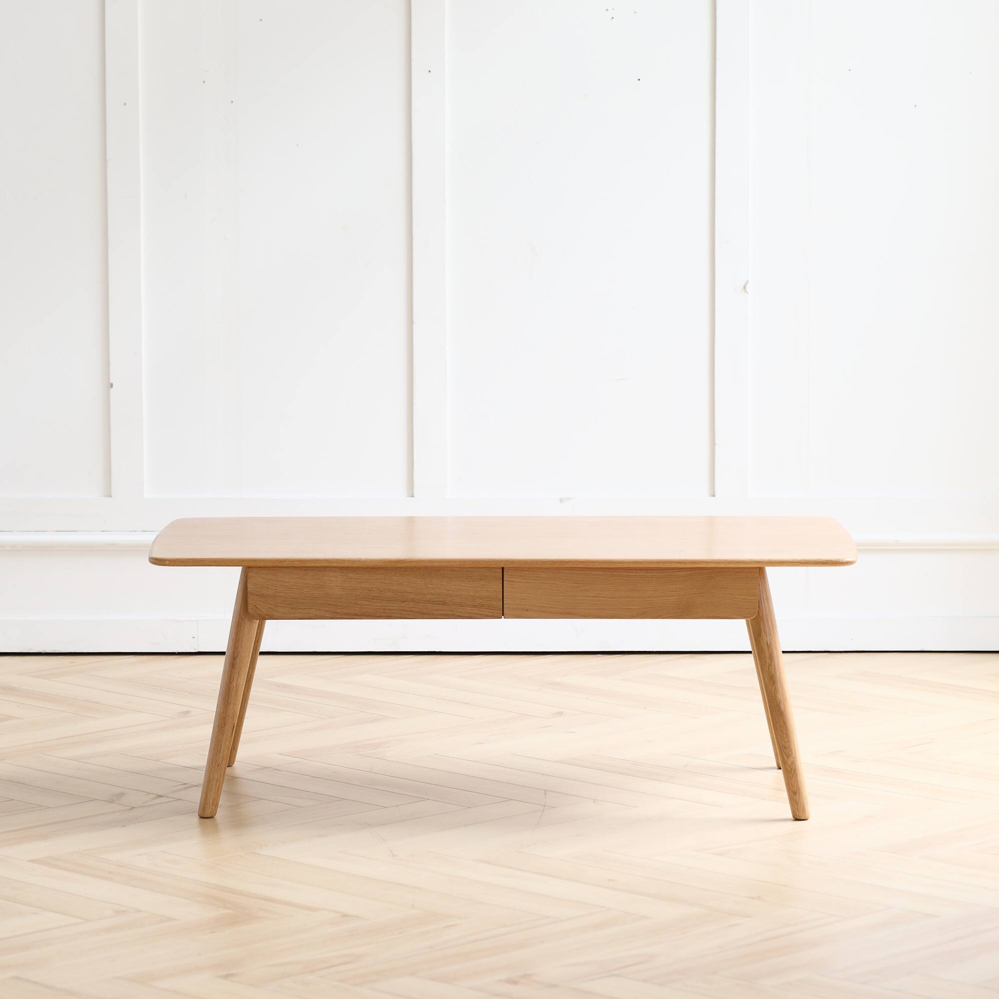 Alt View 7. GOODSILO - Solid Wood Coffee Table with Storage Shelf - Natural Oak Finish for Home Office Study and Living Room - Oak.