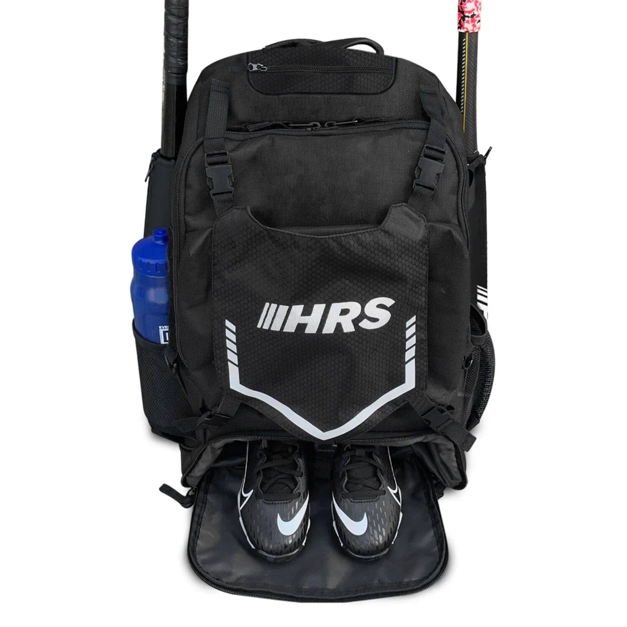 Alt View 4. Hit Run Steal - Hit Run Steal Bat Bag Backpack, Holds up to 4 Bats, Glove, and Helmet, Black - Black.