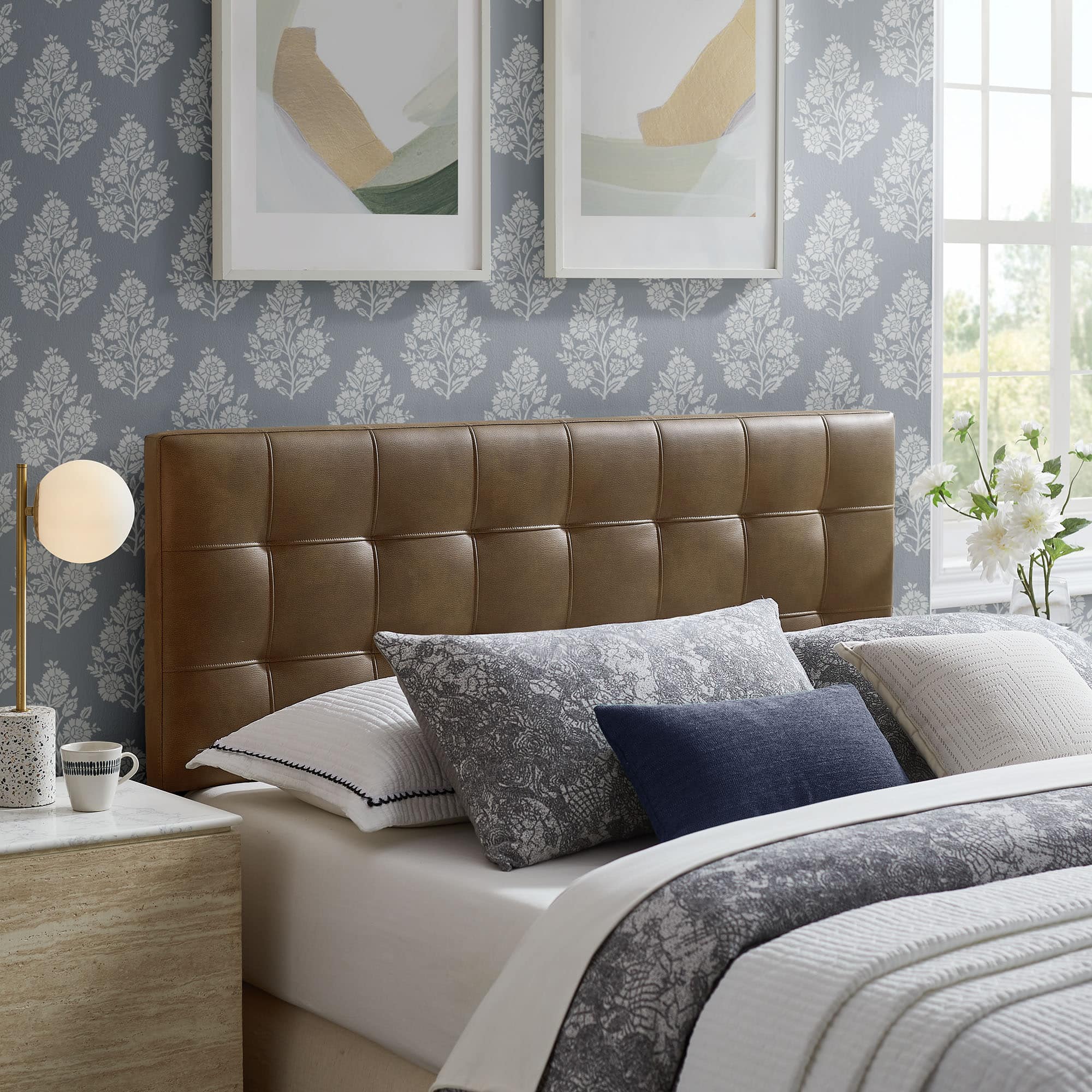 Lily Upholstered Vinyl Headboard by Modway - Mushroom