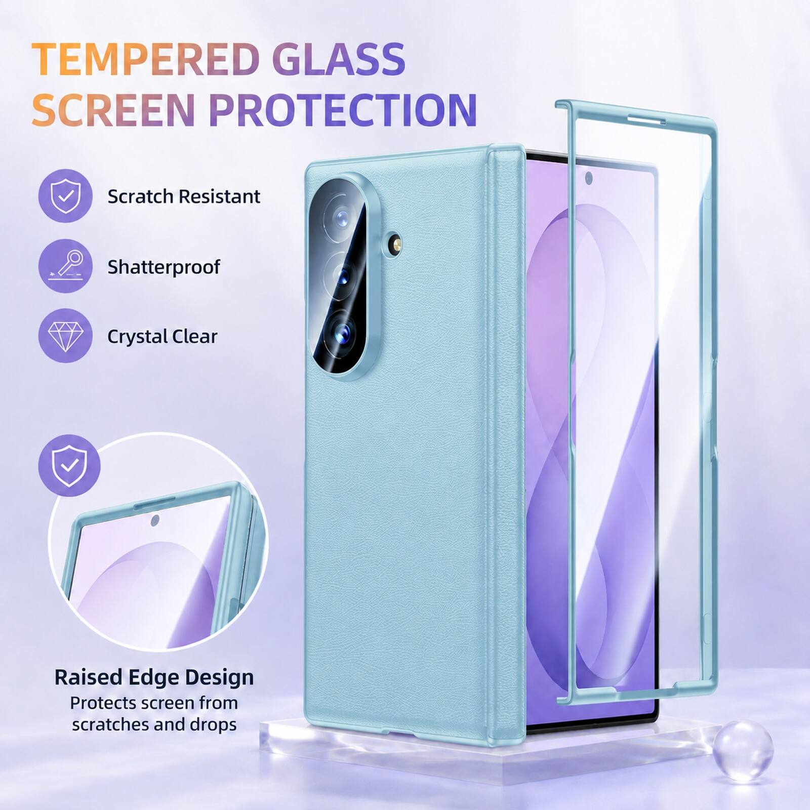 TEMPERED GLASS SCREEN PROTECTION

- Scratch Resistant
- Shatterproof
- Crystal Clear
- Raised Edge Design Protects screen from scratches and drops