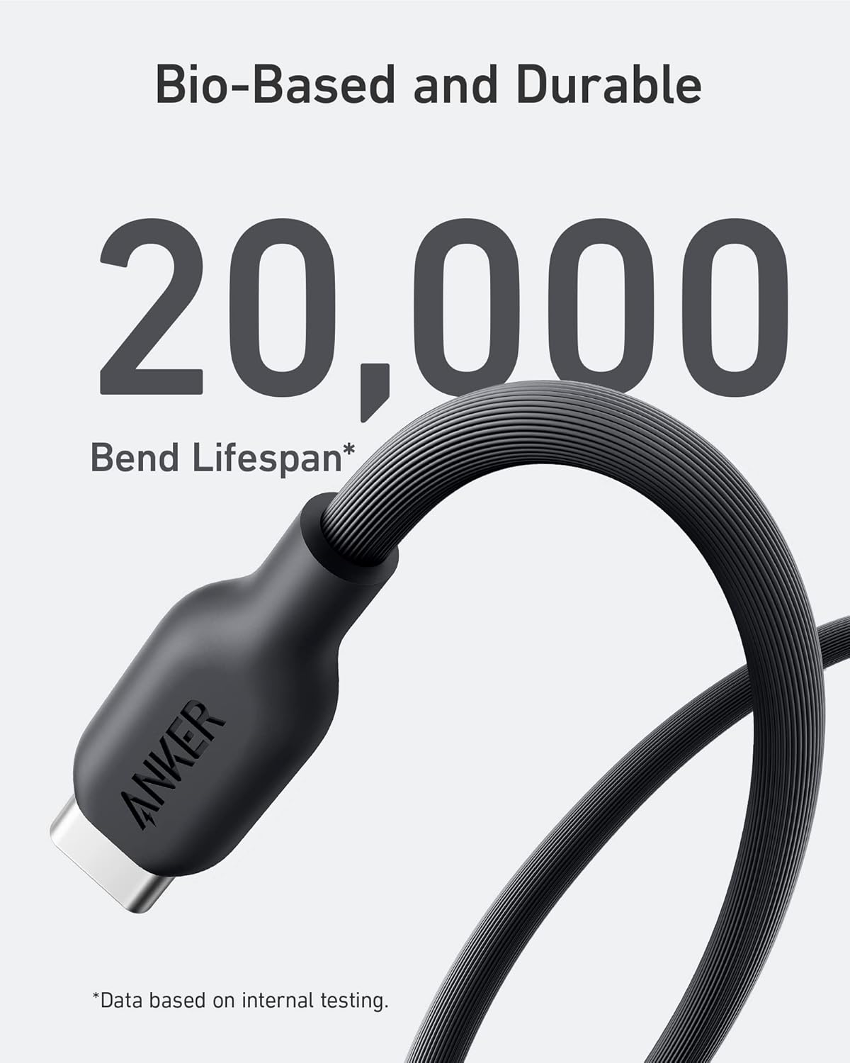 Bio-Based and Durable  
20,000 Bend Lifespan*  
ANKER  
*Data based on internal testing.
