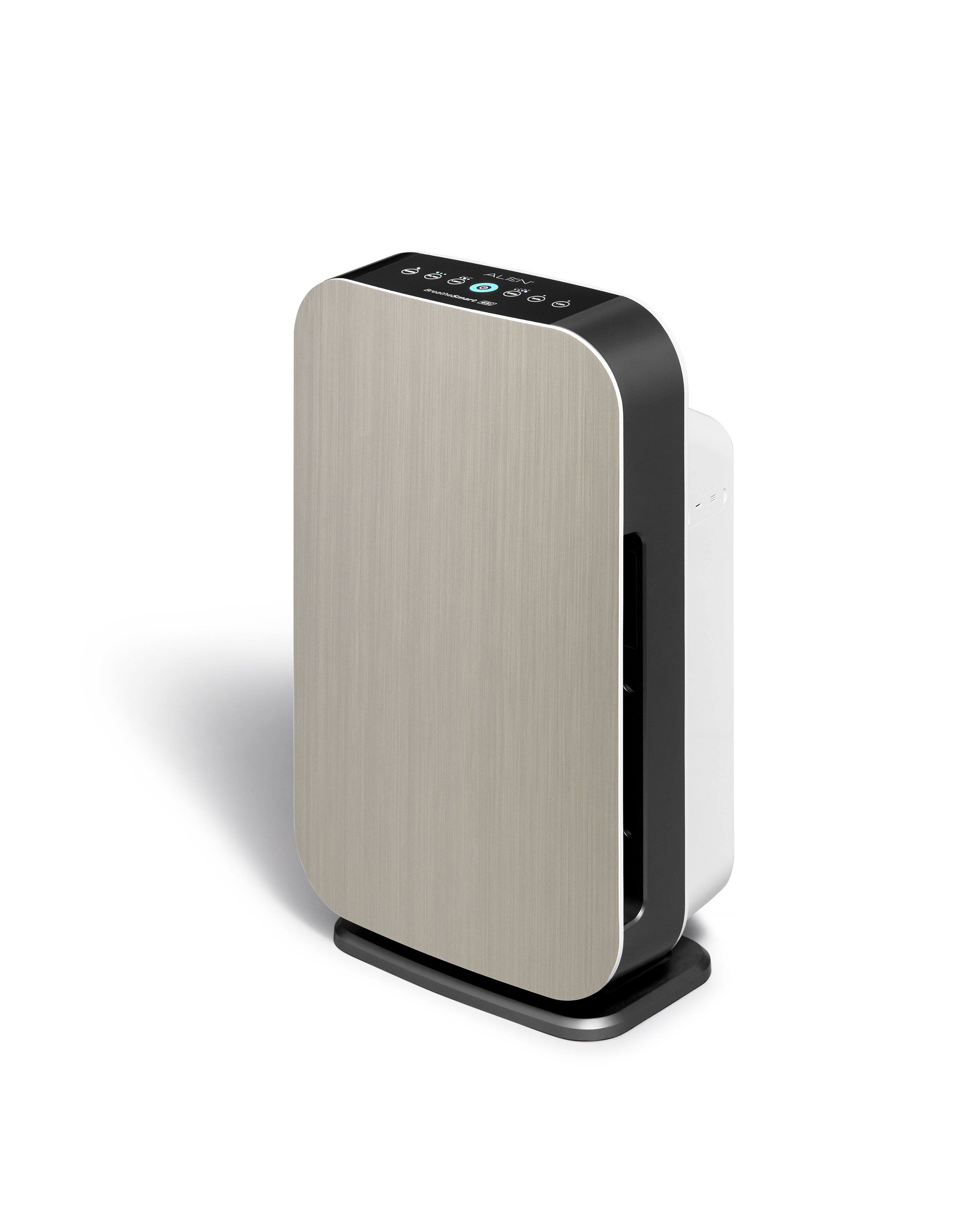 Angle. Alen - BreatheSmart 45i 800 SqFt Air Purifier with Pure HEPA Filter for Allergens, Dust & Mold - Brushed Stainless.