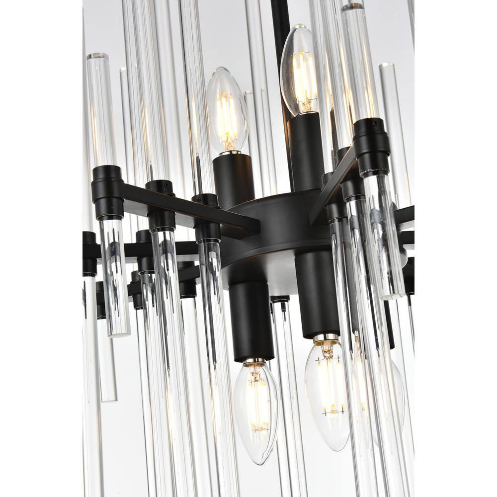 Alt View 4. Elegant Lighting - Sienna 17 inch crystal rod pendant in black - Black.