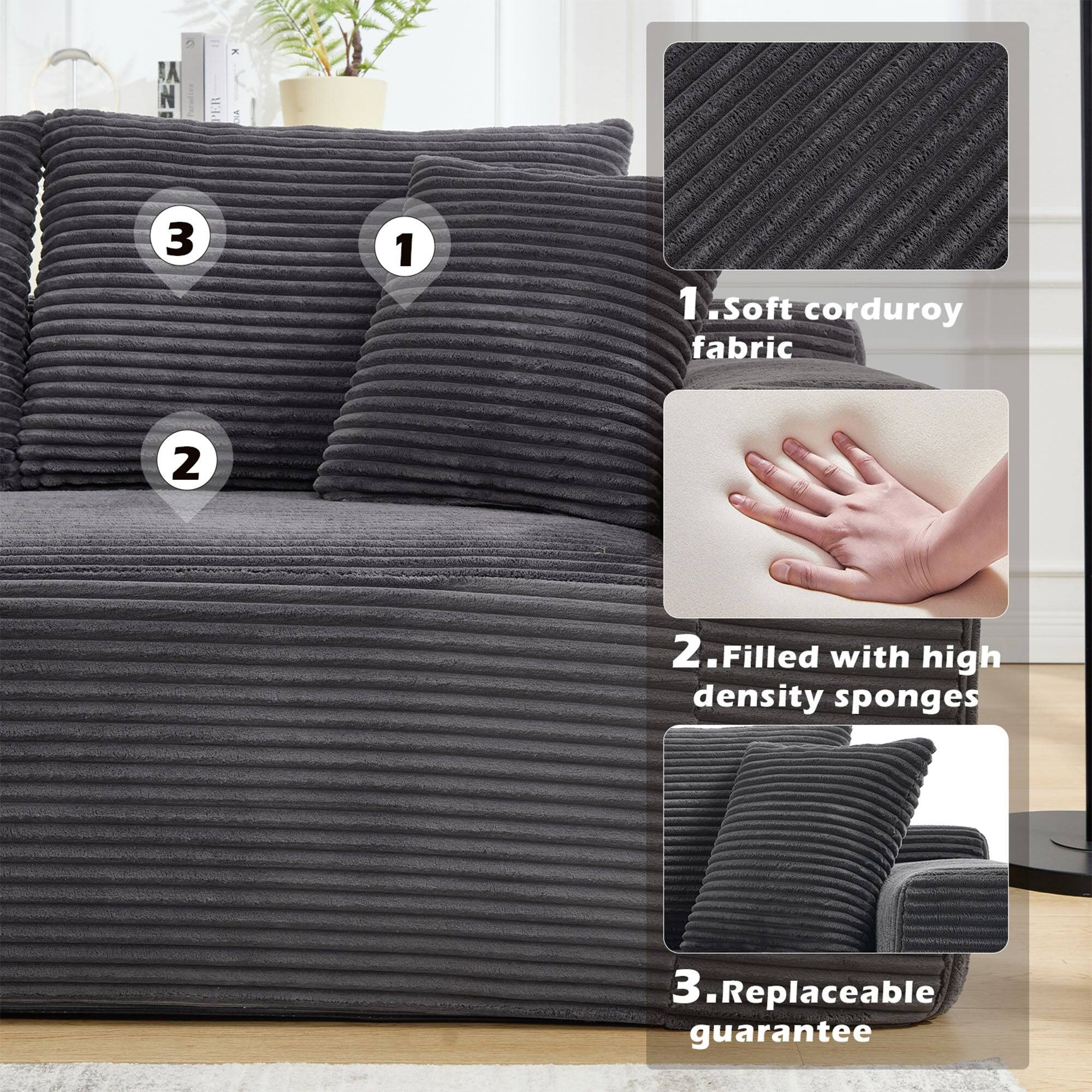 1. Soft corduroy fabric

2. Filled with high density sponges

3. Replaceable guarantee