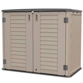 Decksplore - Outdoor Storage Shed Horizontal Storage Box Waterproof 35 Cu Ft All-Weather Cabinet for Bins Tools Shed - Brown