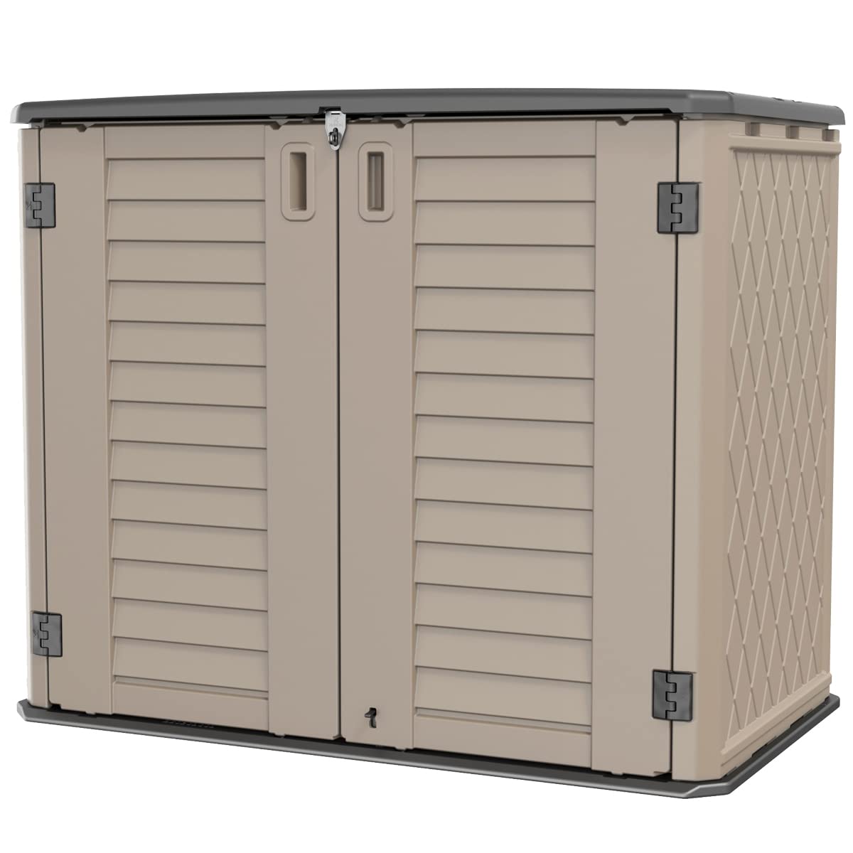 Front. Decksplore - Outdoor Storage Shed Horizontal Storage Box Waterproof 35 Cu Ft All-Weather Cabinet for Bins Tools​ Shed - Brown.