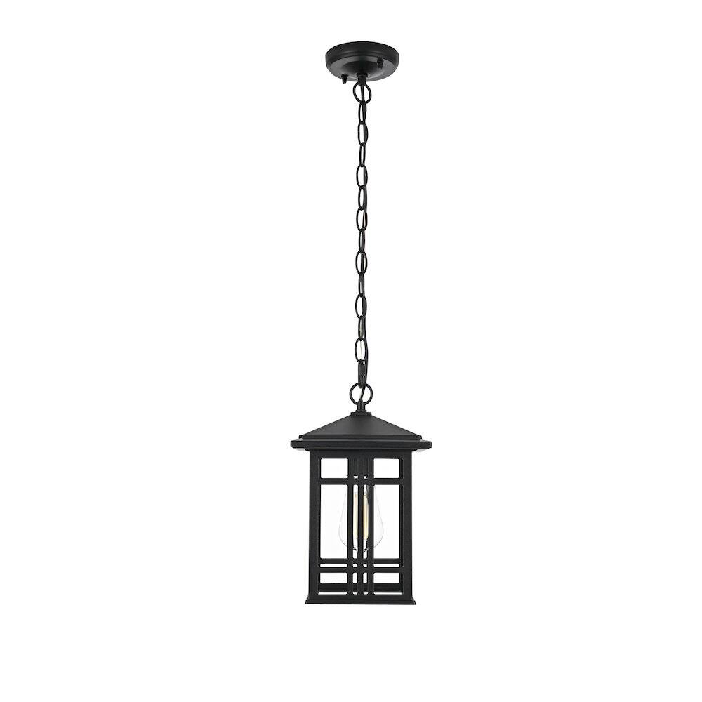 Back. Elegant Lighting - Harley 12 inch Outdoor Pendant in Black - Black And Clear.