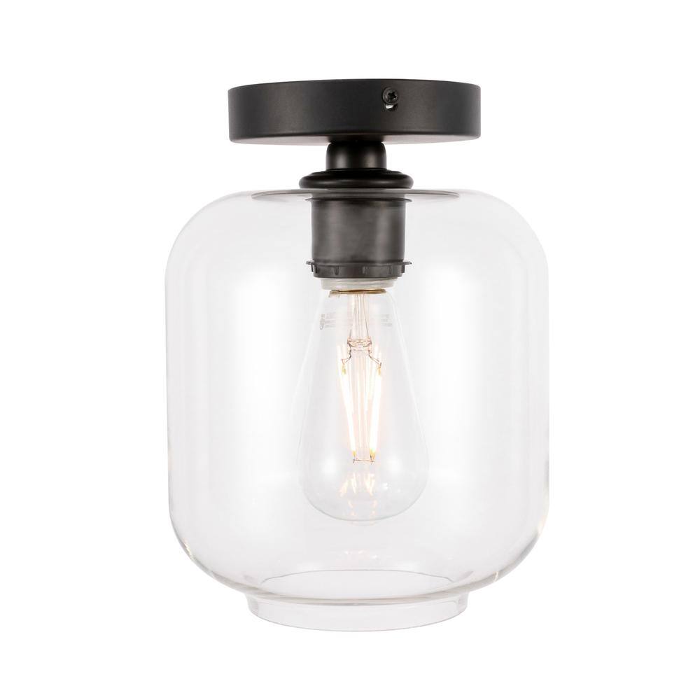 Alt View 10. Living District - Collier 1 light Black and Clear glass Flush mount - Black And Clear Glass.