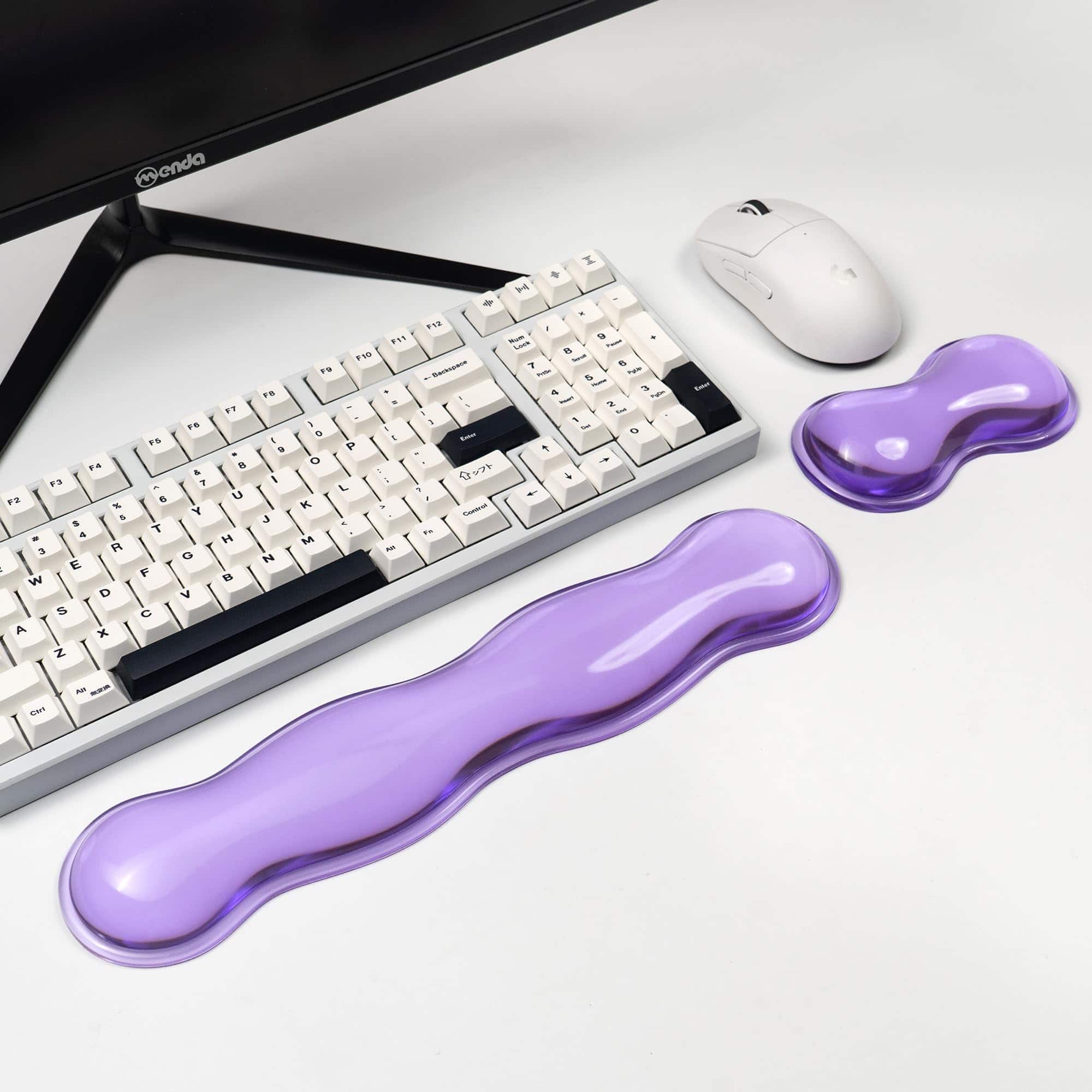 Comfort Essence - Silicone Gel And Mouse Wrist Rest Set - Clear For 606875 Comfort & Support Typing Gamingpink - Purple-long+short-Cloud