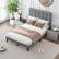 Angle. Costway - Full Size Bed Frame Modern Linen Fabric Upholstered Platform Bed with Headboard - Gray.