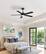 Alt View 4. Breezary - 52" Modern Indoor Ceiling Fan with LED Light, 5 Reversible Plywood Blades, 6-Speed DC Motor, Remote, Timer, 5" Downrod - All Black.