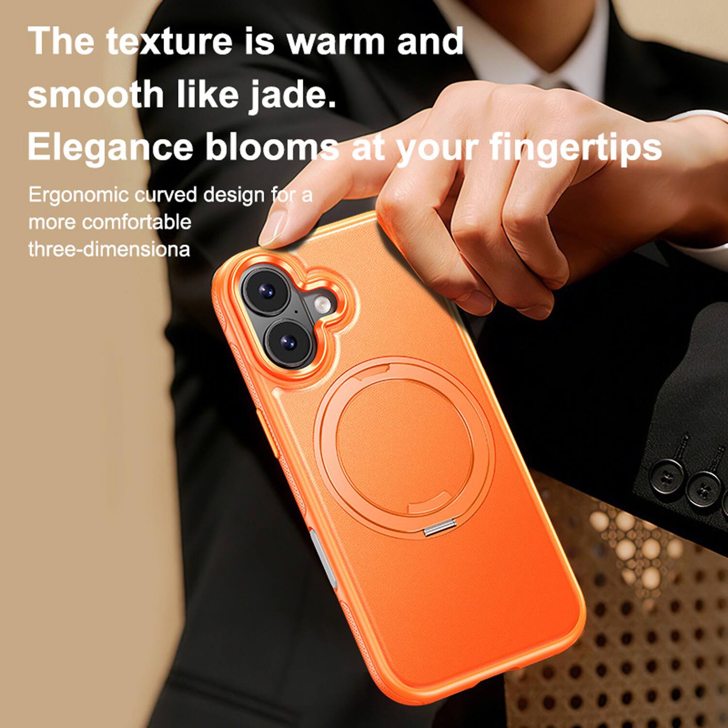 The texture is warm and smooth like jade. Elegance blooms at your fingertips. Ergonomic curved design for a more comfortable three-dimensional