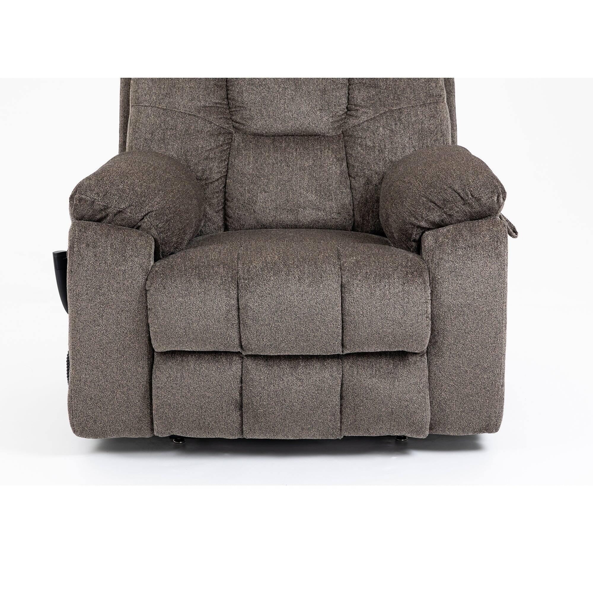 Alt View 2. Boyel Living - Oversized Elderly Electric Lift Chair Dual OKIN Motor 180° Flat Heat Massage 2 Remote 2 Cup Holder 2 Pocket - Dark Brown.