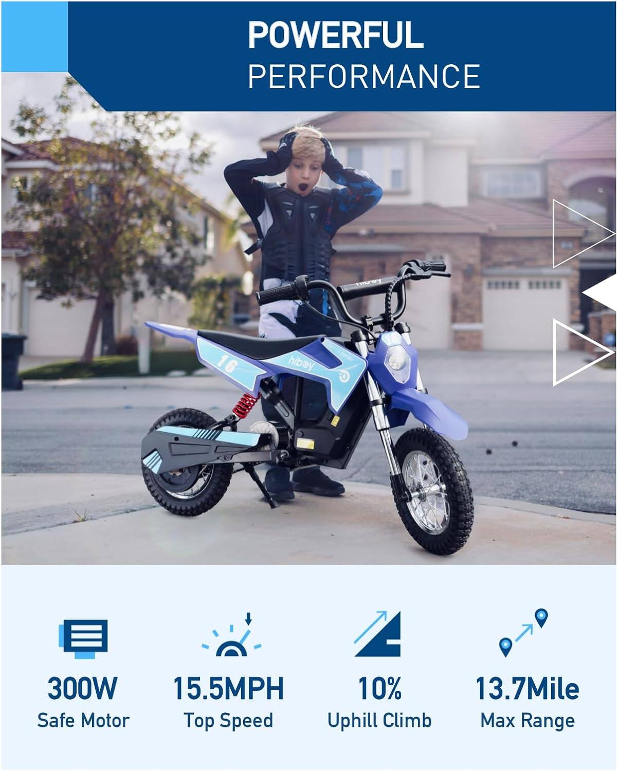 POWERFUL PERFORMANCE

- 300W Safe Motor
- 15.5MPH Top Speed
- 10% Uphill Climb
- 13.7 Mile Max Range