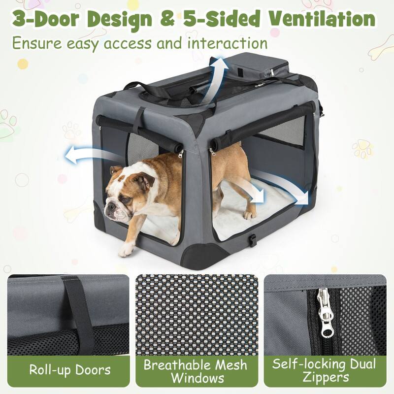3-Door Design & 5-Sided Ventilation  
Ensure easy access and interaction  

Roll-up Doors  
Breathable Mesh Windows  
Self-locking Dual Zippers