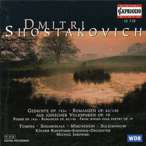 Certainly! Here is the corrected and grouped text:

---

**DIGITAL CAPRICCIO**  
10 778  

**DMITRI SHOSTAKOVICH**  

**GEDICHTE OP. 143A**  
**ROMANZEN OP. 62/140**  
**AUS JÜDISCHER VOLKSPÖESIE OP. 79**  
**POEMS OP. 143A**  
**ROMANCES OP. 62/140**  
**FROM JEWISH FOLK POETRY OP. 79**  

**FOMINA**  
**SINJAWSKAJA**  
**MISCHENKIN**  
**SULEJMANOW**  

**KÖLNER RUNDFUNK-SINFONIE-ORCHESTER**  
**MICHAIL JUROWSKI**  

**DIGITAL RECORDING**  

**WDR**  

---