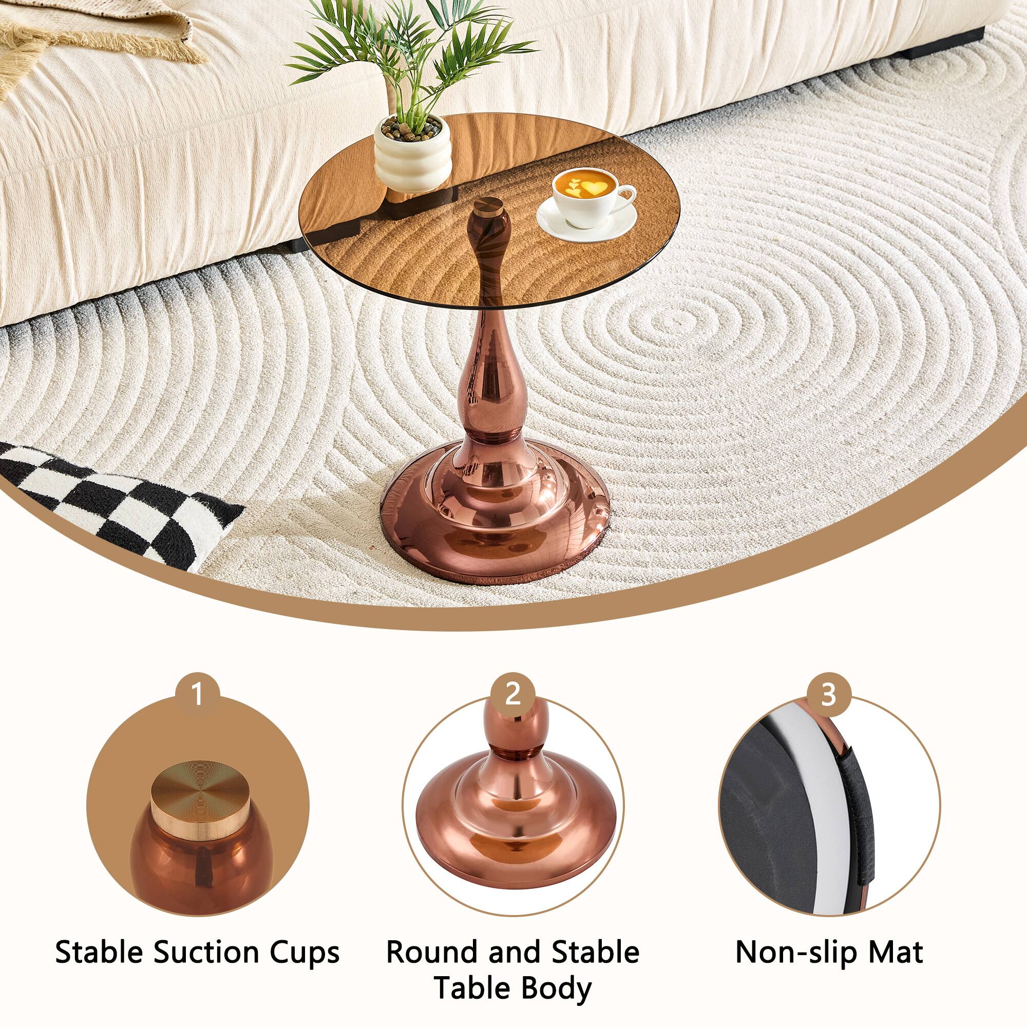 1. Stable Suction Cups
2. Round and Stable Table Body
3. Non-slip Mat