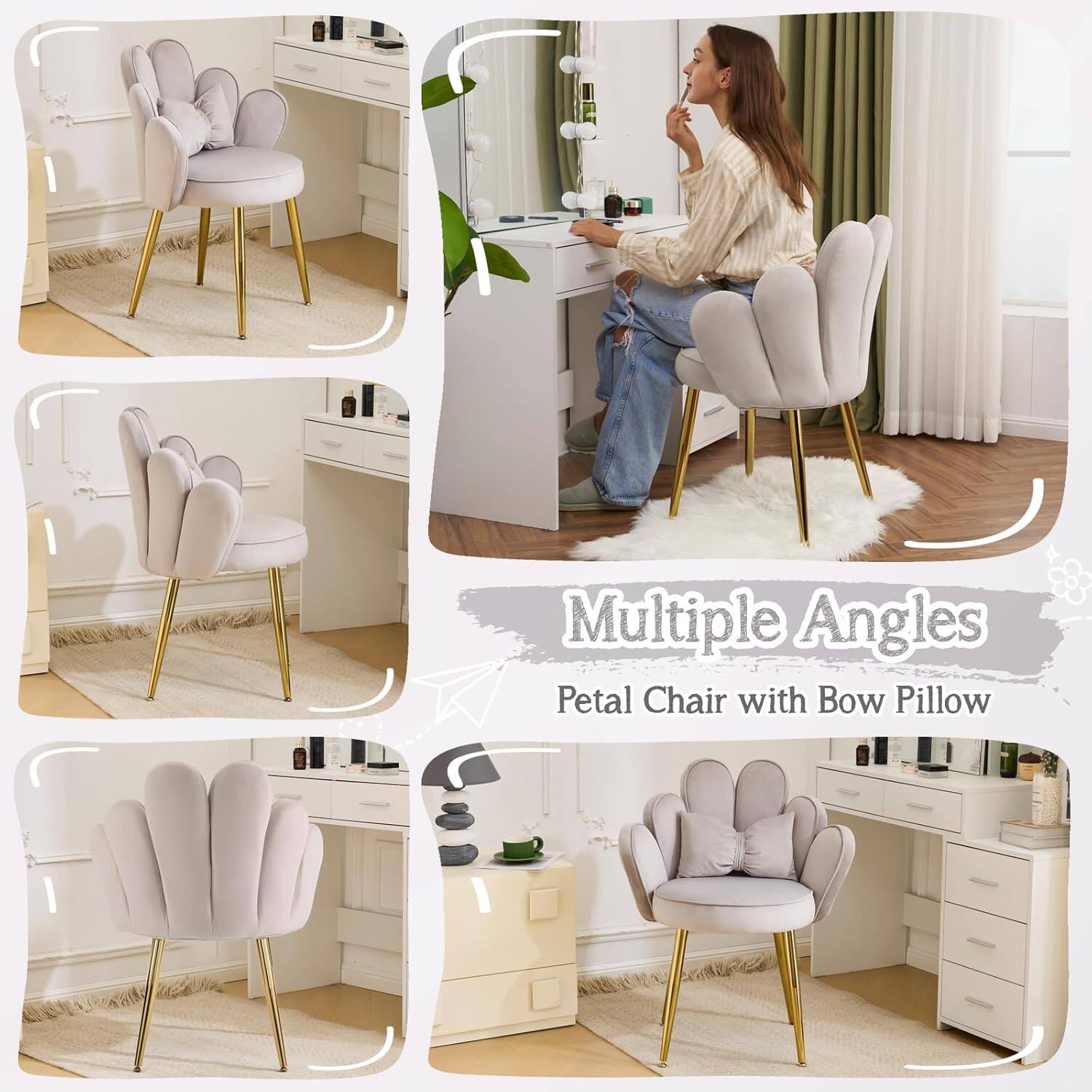 Multiple Angles Petal Chair with Bow Pillow