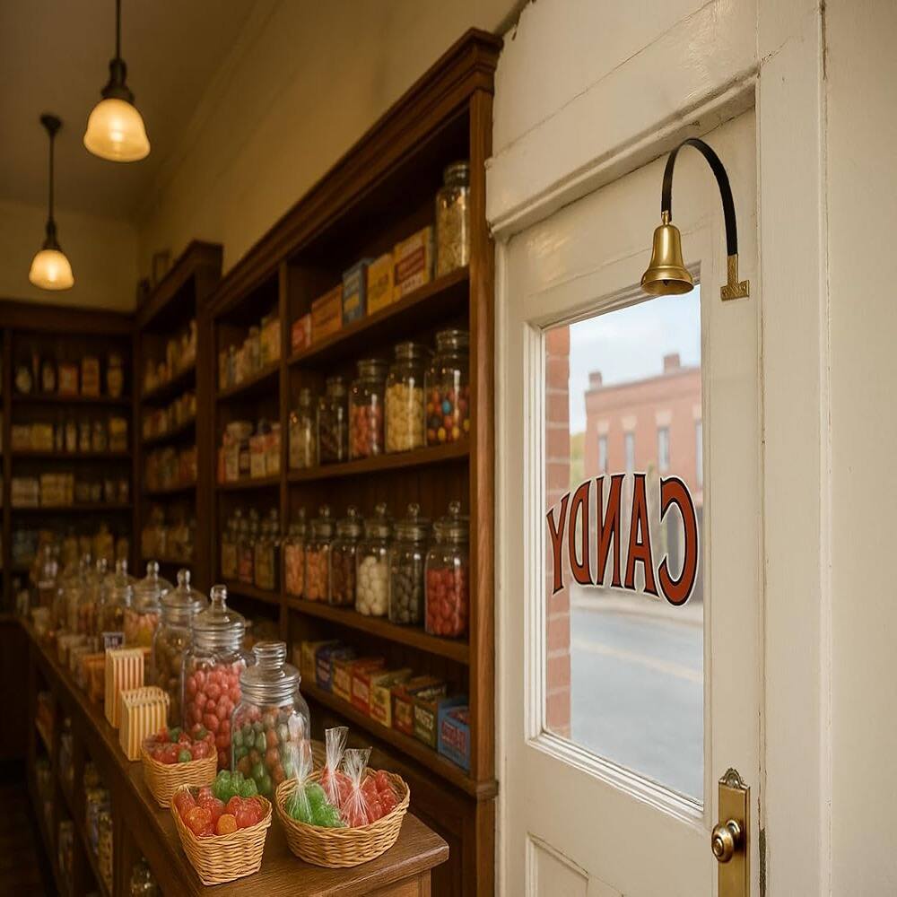 Back. Schertz - Shopkeeper’s Brass Door Chime Bell – Entry Alert for Business - gold/brass color.