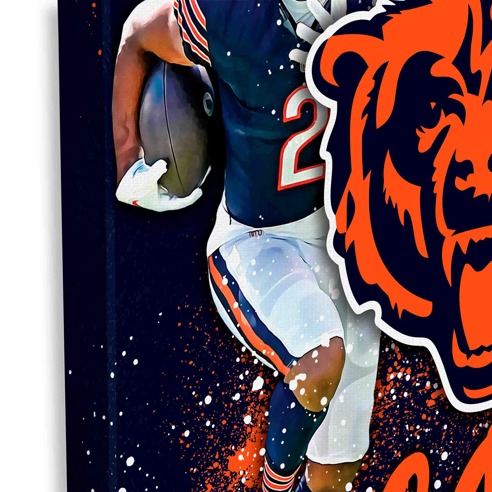 Alt View 3. Open Road Brands - Chicago Bears D.J. Moore &-Caleb Williams 12" x 12" Logo Splash Canvas Art - Orange.