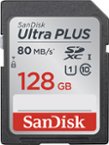 SanDisk - Ultra Plus 128GB SDXC Class 10 UHS-1 Memory Card - Black/Gray/Red - Larger Front