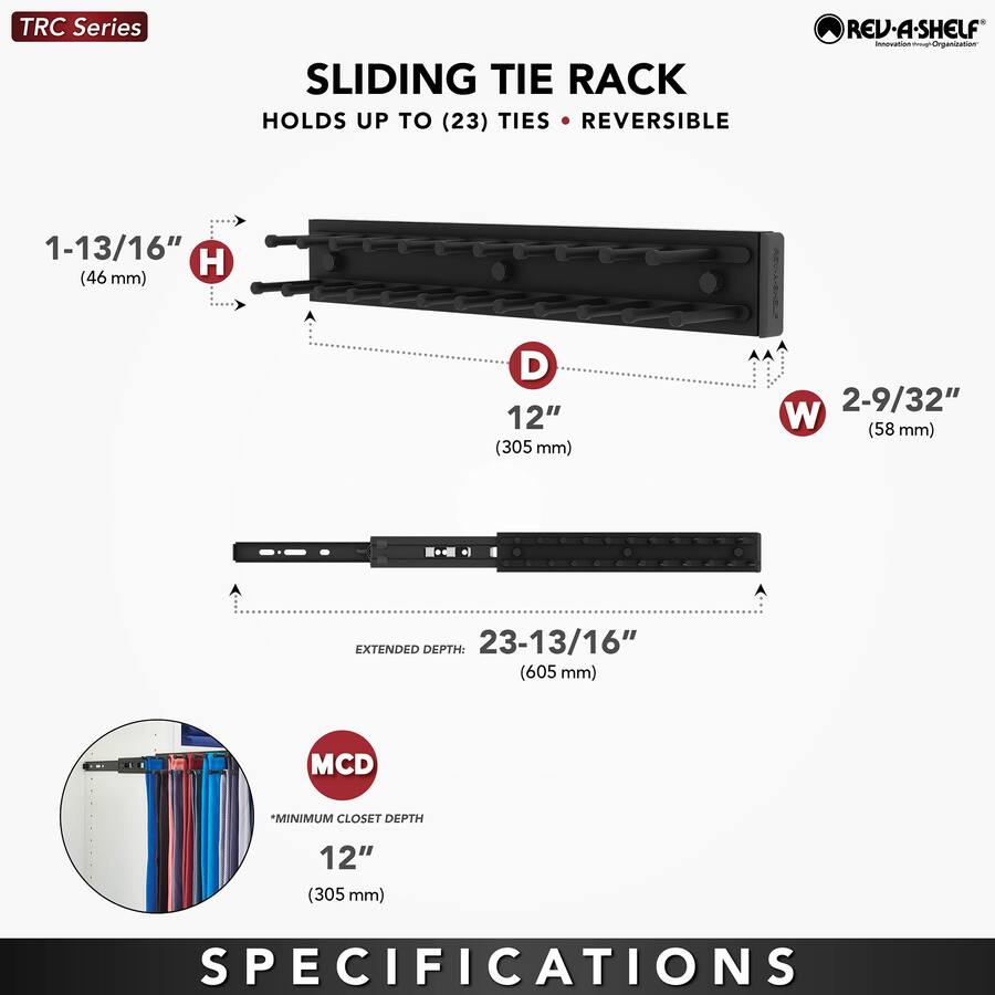 Adjustable Tie Rack Rev A Shelf 12