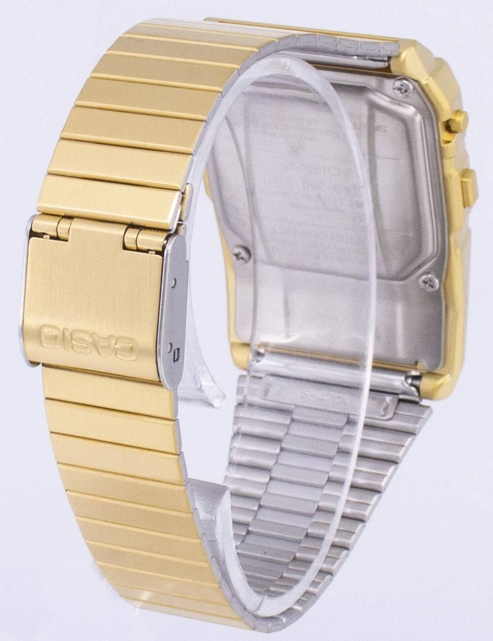 Back. Casio - Illuminator Multi Lingual Data Bank DBC-611G-1DF Mens Watch 8-Digit Calculator Dual Time Stainless Steel - Gold.