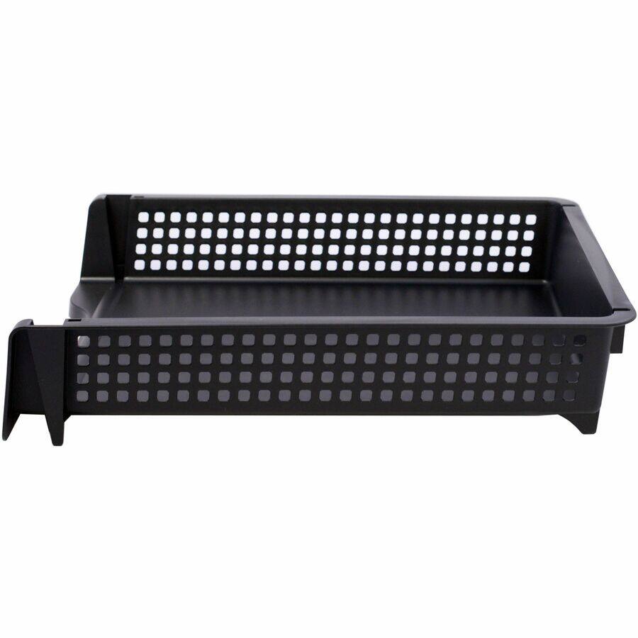 Left. Business Source - Business Source Stackable Letter Tray Stackable Front Loading Black Plastic - Black.
