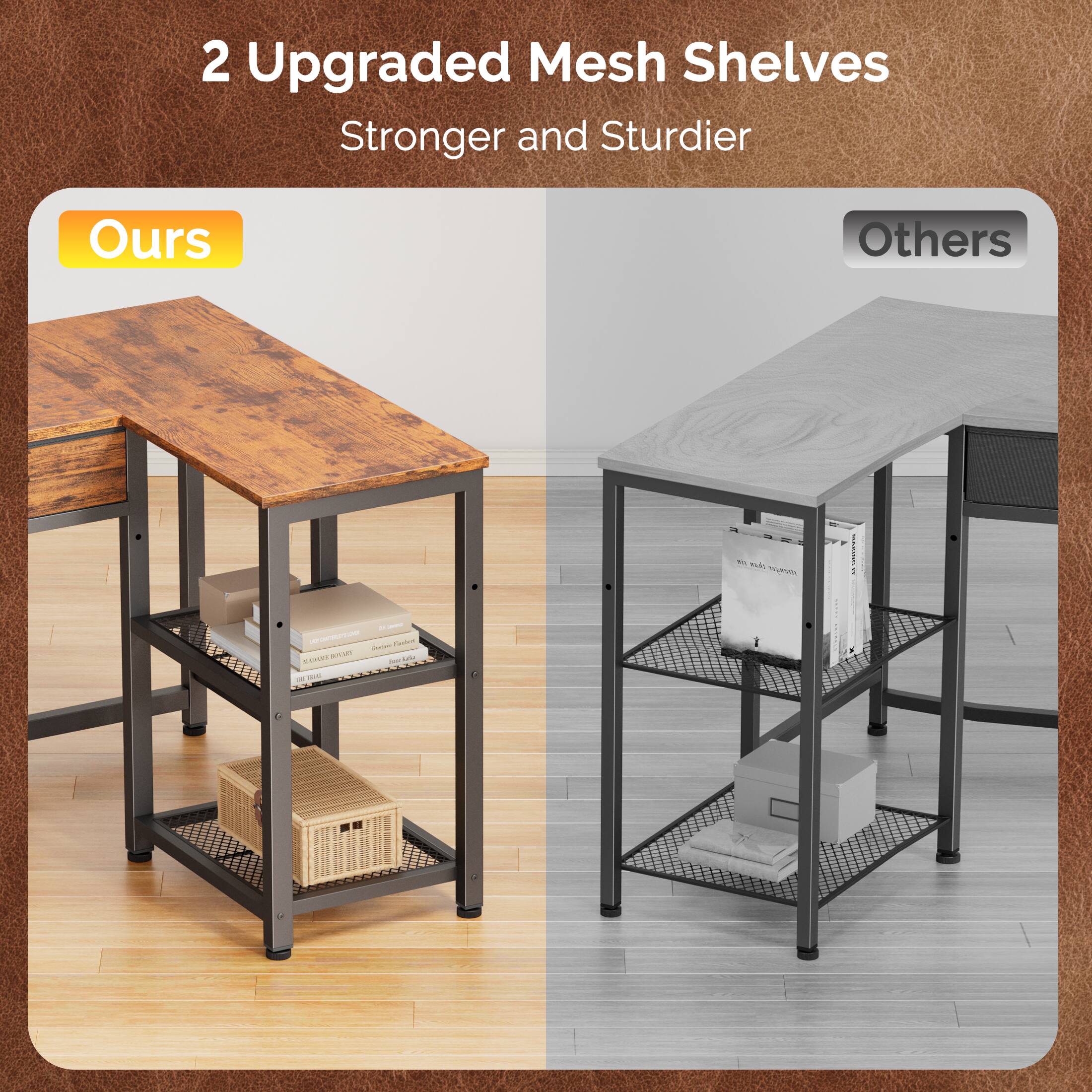 2 Upgraded Mesh Shelves Stronger and Sturdier Ours Others