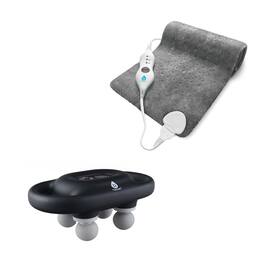 Pursonic - Recovery Essential: 9-Speed Massage Gun & Extra Large Microplush Heating Pad