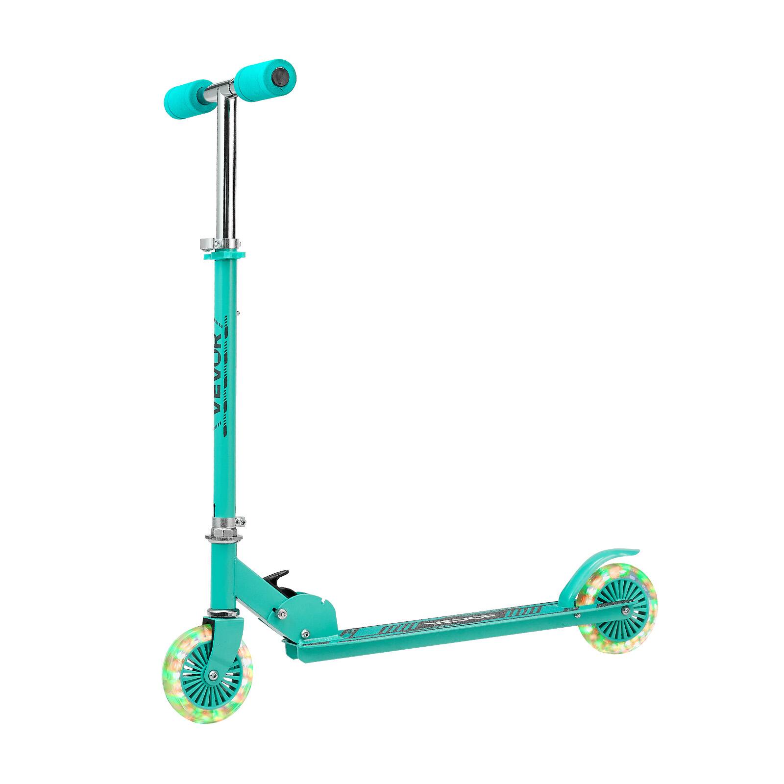 Alt View 5. VEVOR - Kick Scooter for Kids Ages 3+, 2-Wheel Toddler Scooter with Light-Up Wheels, Adjustable Height Handlebar - Green.