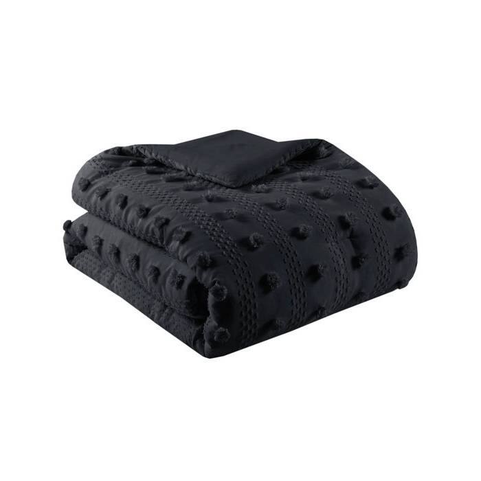 Alt View 1. Hivvago - King/Cal King 3 Piece Pompom Microfiber Hypoallergenic Comforter Set in Black - Black.