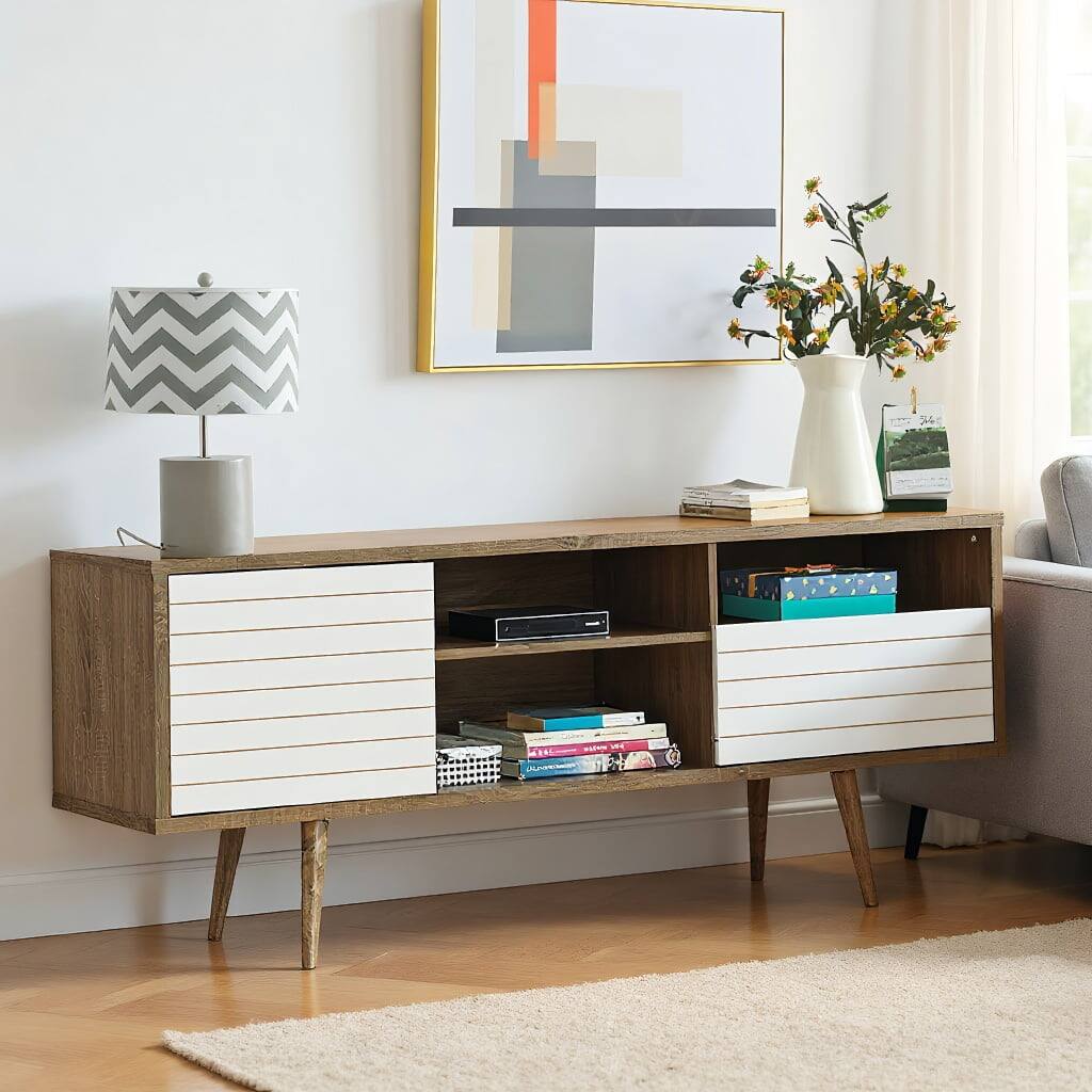 Front. Kadyn - Entertainment Centers,TV Stands,Mid-Century Modern TV Stand for TVs up to 65 Inch - Brown.