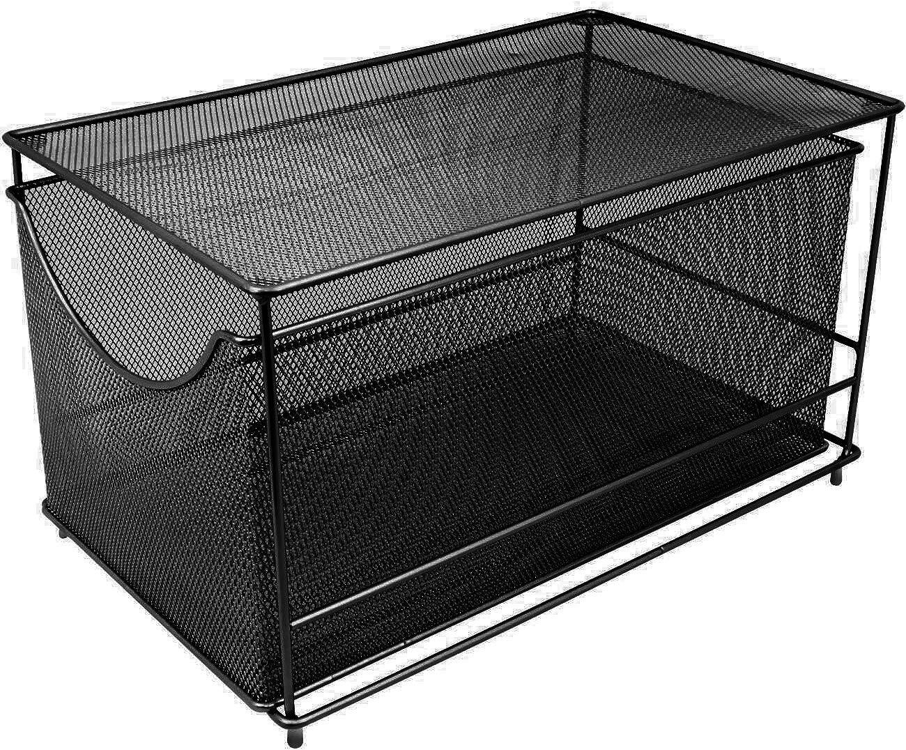 Sorbus - Metal Mesh Cabinet Organizer with Pull-Out Drawers - Ideal for Countertop, Cabinet, Pantry, Under the Sink - Black