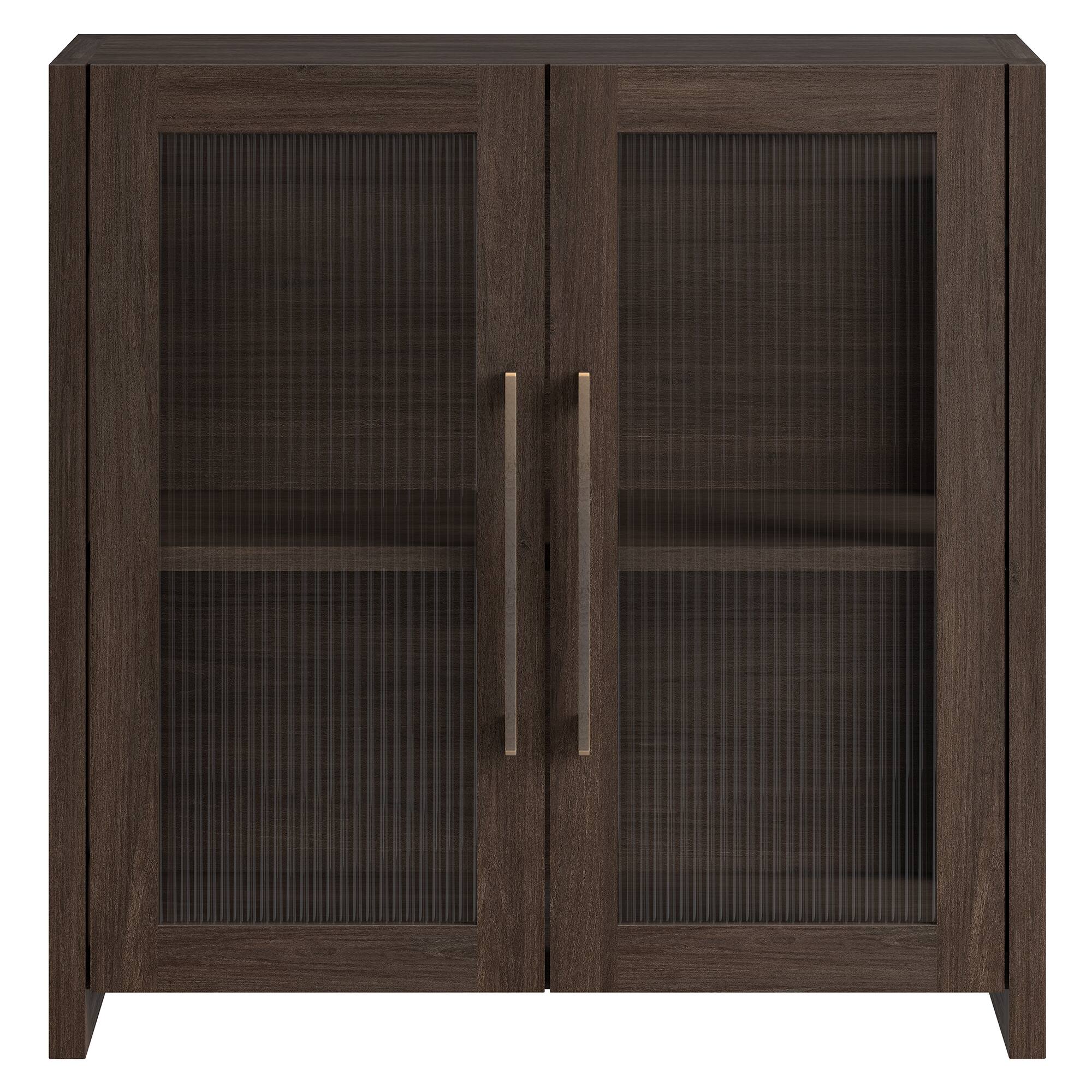 Left. Hudson&Canal - Clarkson 32" Wide Rectangular Accent Cabinet - Brown.
