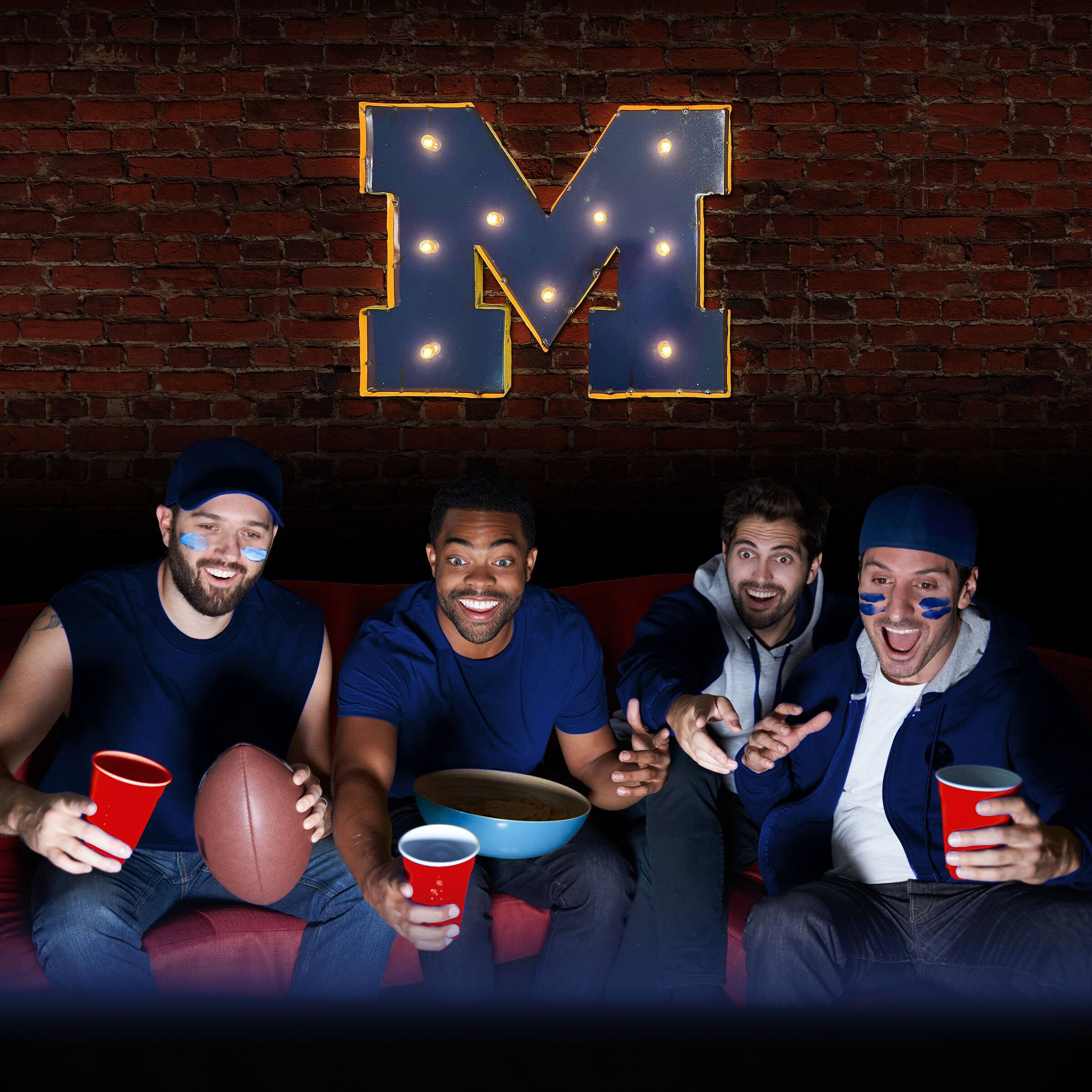 Alt View 2. Imperial - Michigan Wolverines Logo Lighted Recycled Metal Sign - Multicolor.