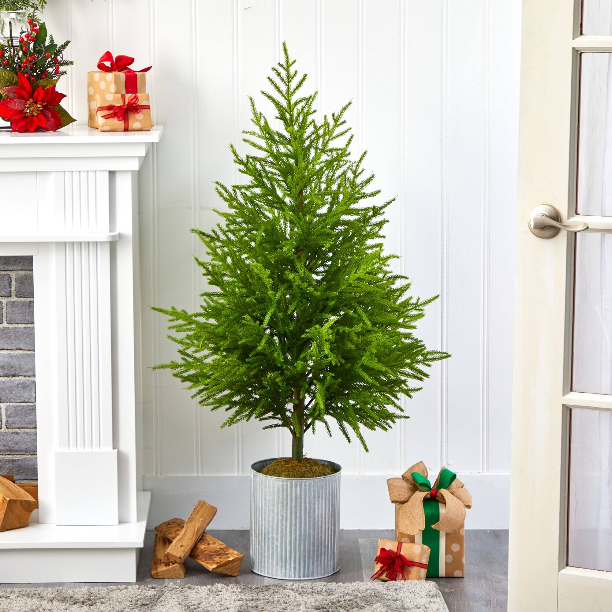 Back. BreeBe - 49” Norfolk Island Pine “Natural Look” Artificial Tree - Green.