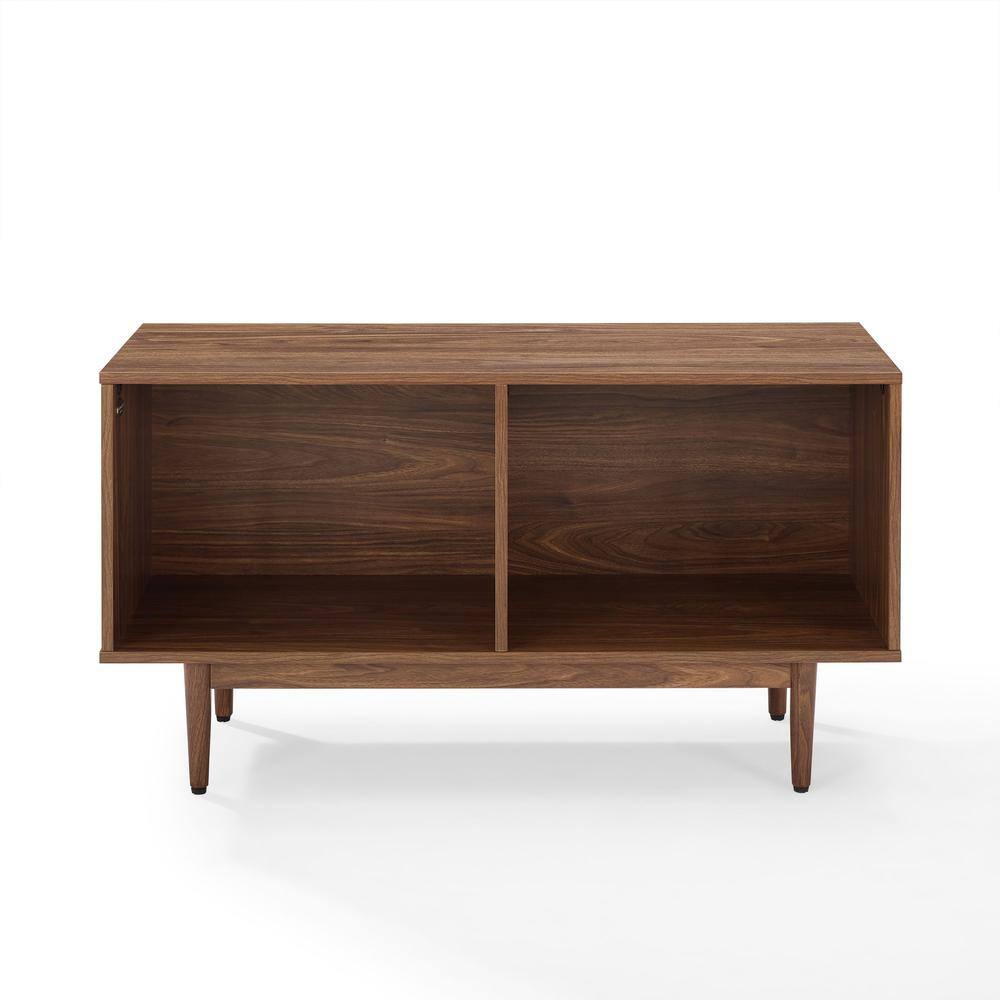 Back. Crosley Furniture - Liam Medium Record Player Stand With Vinyl Storage - Walnut.