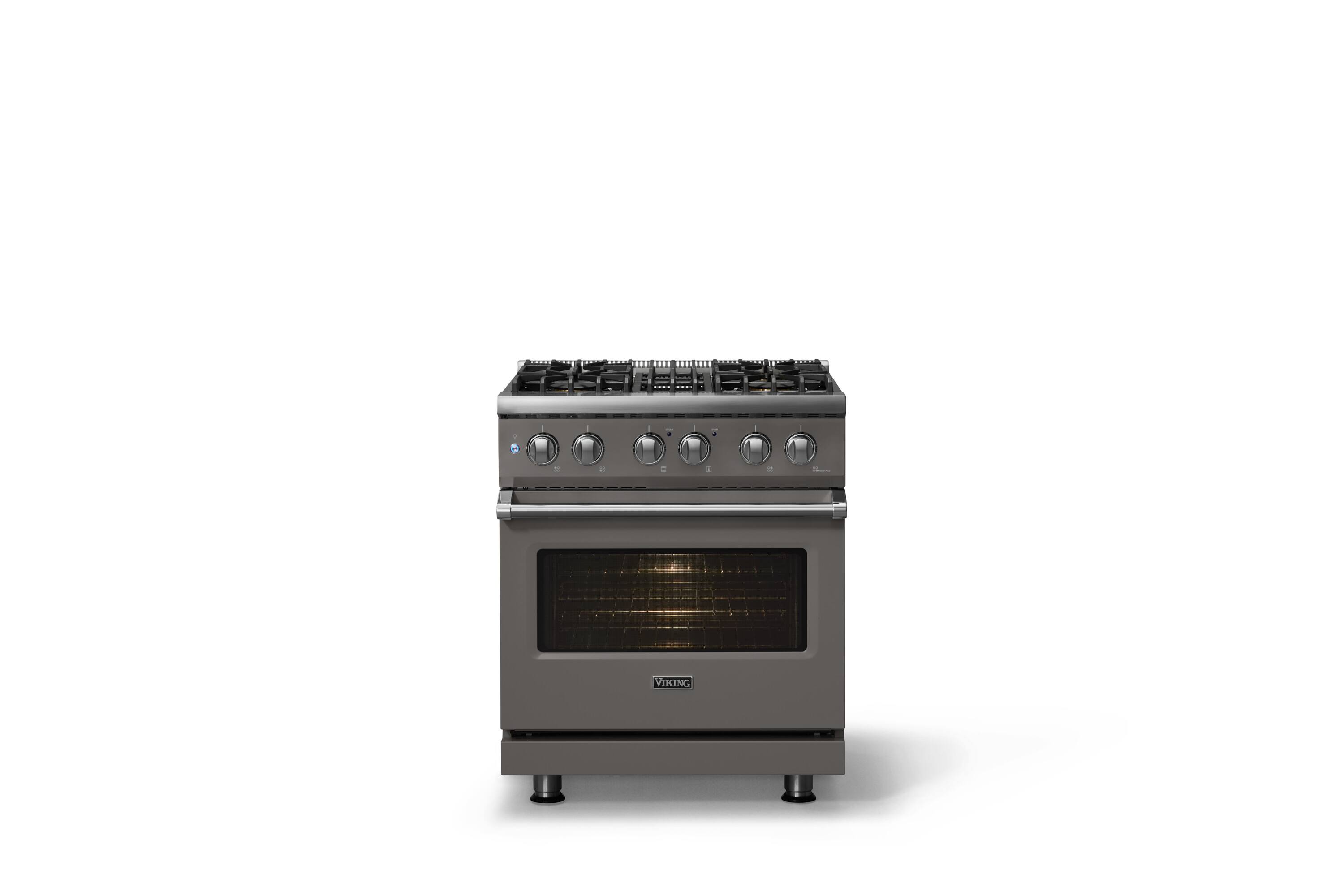 Alt View 2. Viking - 30 in. Wide 4 Burner Pro 5 Series 4.7 Cu. Ft. Freestanding Sealed LP Dual Fuel Convection Range - Damascus Gray - Damascus Gray.
