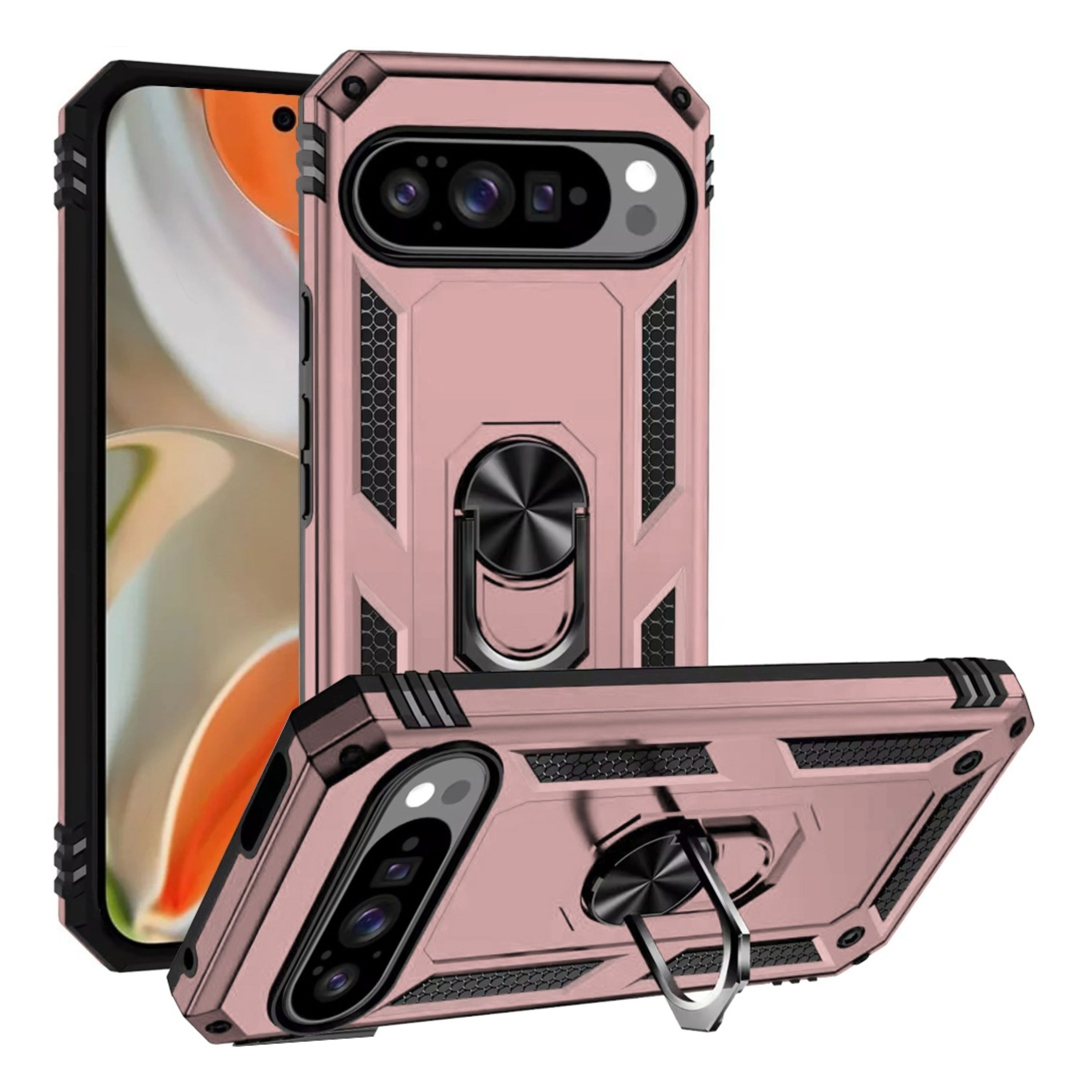 Kitcheniva - Shockproof Ring Holder Magnetic Kickstand Phone Case With Tempered Glass For Google Pixel 10 Pro XL - Rose Gold price history on PriceWatchPro