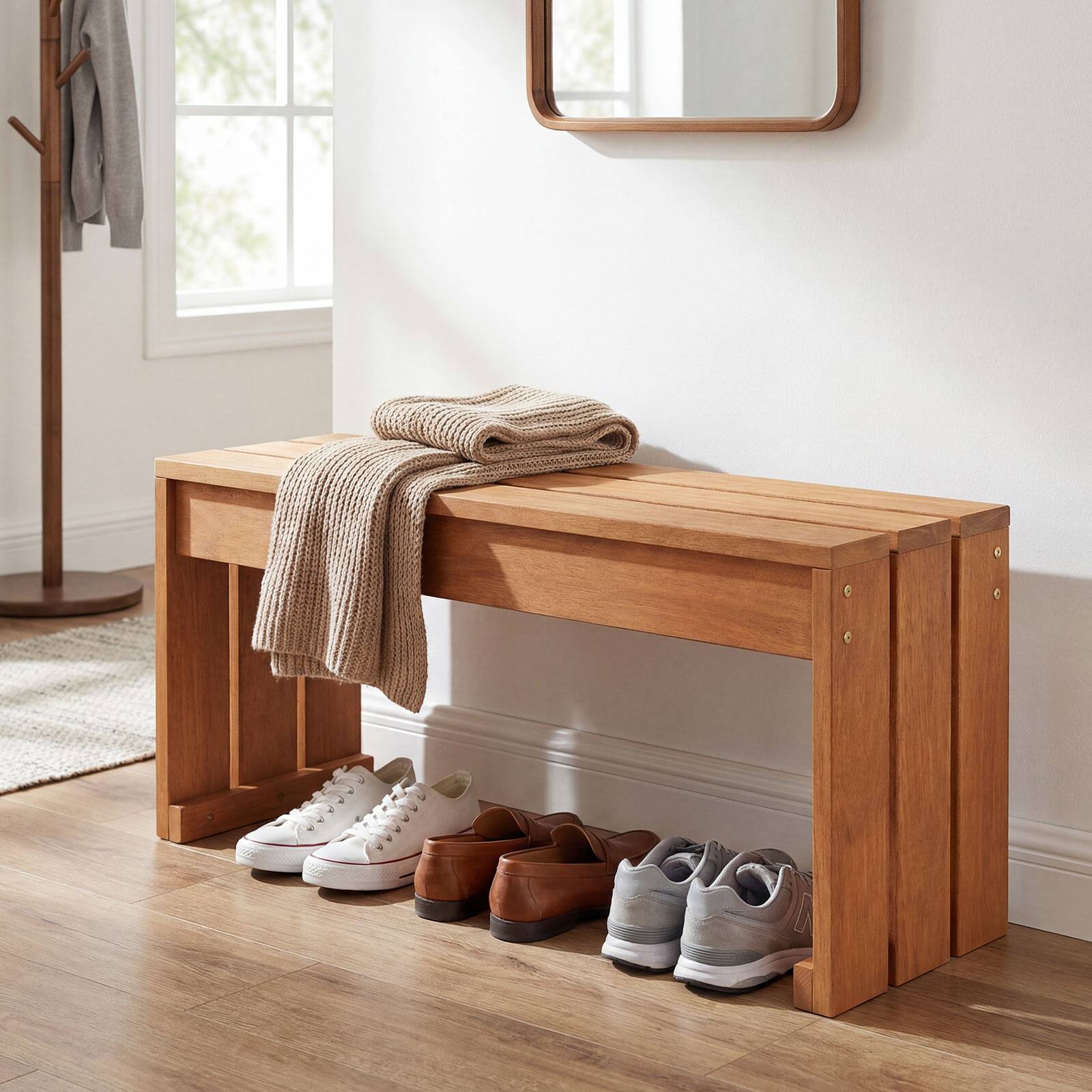 Alt View 3. Costway - Costway 2 PCS Garden Bench, 2-Person Patio Backless Bench with 440 LBS Weight Capacity - Beige.