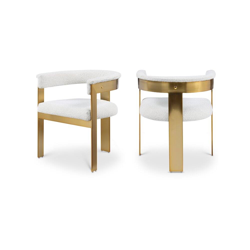 Front. Meridian Furniture - Romeo Cream Boucle Fabric Dining Chair, Set of 2 - Beige.