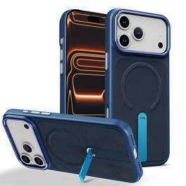 Dteck - Mag Safe Rugged Case For Apple iPhone 17 Pro Max Shockproof Non-slip Leather Foldable Kickstand Cover - Blue